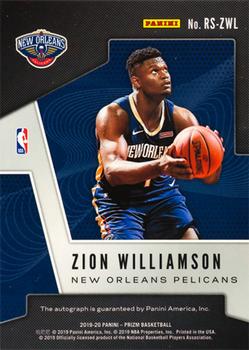 2019-20 Panini Prizm - Rookie Signatures #RS-ZWL Zion Williamson Back