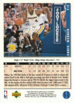 1994-95 Collector's Choice - Gold Signature #4 Chris Webber Back