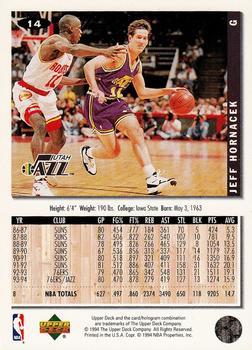 1994-95 Collector's Choice - Gold Signature #14 Jeff Hornacek Back