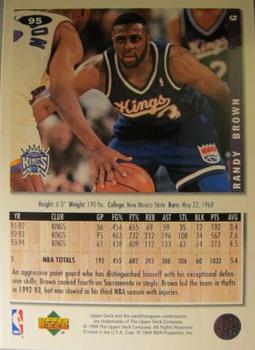 1994-95 Collector's Choice - Gold Signature #95 Randy Brown Back