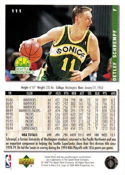 1994-95 Collector's Choice - Gold Signature #111 Detlef Schrempf Back