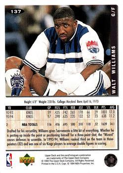 1994-95 Collector's Choice - Gold Signature #137 Walt Williams Back