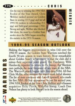 1994-95 Collector's Choice - Gold Signature #174 Chris Webber Back