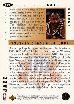 1994-95 Collector's Choice - Gold Signature #191 Karl Malone Back