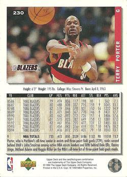 1994-95 Collector's Choice - Gold Signature #230 Terry Porter Back