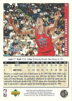 1994-95 Collector's Choice - Gold Signature #277 Gheorghe Muresan Back