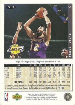 1994-95 Collector's Choice - Gold Signature #312 Vlade Divac Back