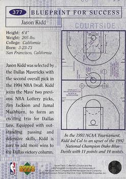 1994-95 Collector's Choice - Gold Signature #377 Jason Kidd Back