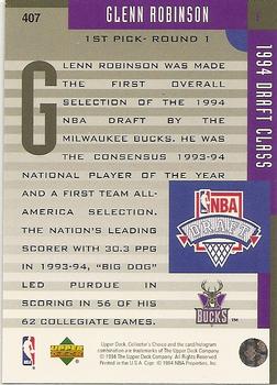 1994-95 Collector's Choice - Gold Signature #407 Glenn Robinson Back