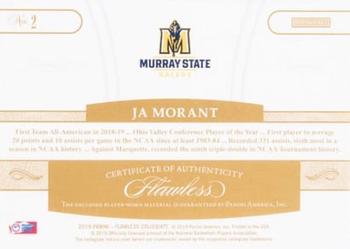 2019 Panini Flawless Collegiate - Rookie Patches Gold #2 Ja Morant Back
