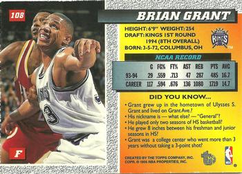 1994-95 Topps Embossed #108 Brian Grant Back