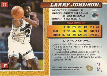 1994-95 Topps Embossed #11 Larry Johnson Back