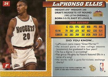 1994-95 Topps Embossed #24 LaPhonso Ellis Back
