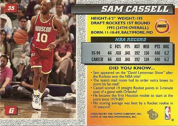 1994-95 Topps Embossed #35 Sam Cassell Back