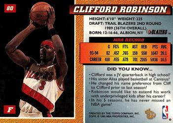 1994-95 Topps Embossed #80 Clifford Robinson Back