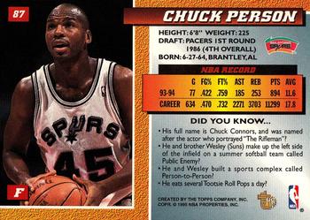 1994-95 Topps Embossed #87 Chuck Person Back