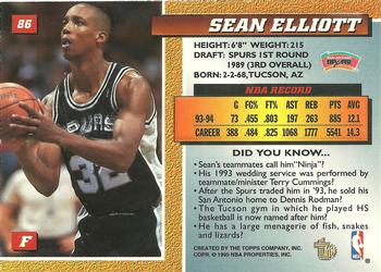1994-95 Topps Embossed #86 Sean Elliott Back