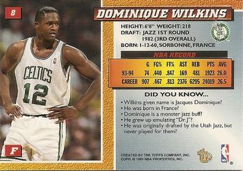 1994-95 Topps Embossed #8 Dominique Wilkins Back