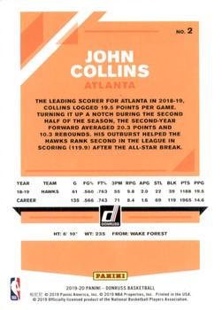 2019-20 Donruss - Holo Orange Laser #2 John Collins Back