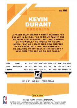 2019-20 Donruss - Holo Orange Laser #66 Kevin Durant Back