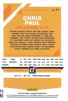 2019-20 Donruss - Holo Orange Laser #77 Chris Paul Back