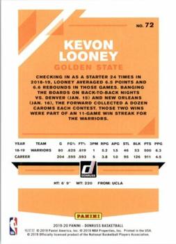 2019-20 Donruss - Press Proof Silver #72 Kevon Looney Back