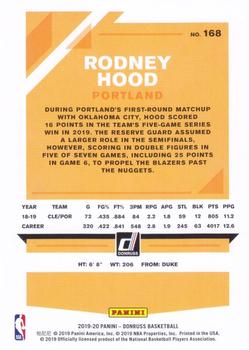 2019-20 Donruss - Press Proof Silver #168 Rodney Hood Back
