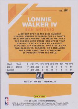 2019-20 Donruss - Press Proof Silver #181 Lonnie Walker IV Back
