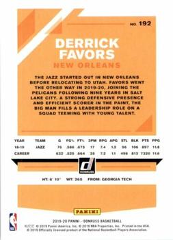 2019-20 Donruss - Press Proof Silver #192 Derrick Favors Back
