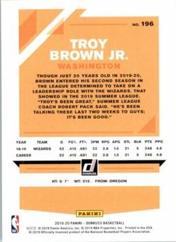 2019-20 Donruss - Press Proof Silver #196 Troy Brown Jr. Back