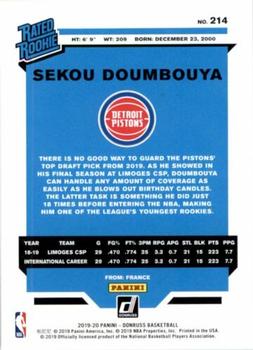 2019-20 Donruss - Press Proof Silver #214 Sekou Doumbouya Back