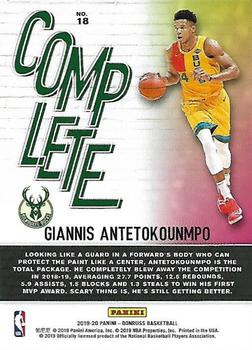 2019-20 Donruss - Complete Players #18 Giannis Antetokounmpo Back