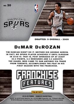 2019-20 Donruss - Franchise Features #30 DeMar DeRozan Back