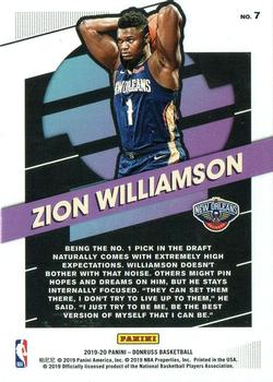 2019-20 Donruss - Great X-Pectations Holo Red Laser #7 Zion Williamson Back
