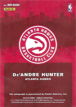 2019-20 Donruss - Next Day Autographs #ND-DAH De'Andre Hunter Back