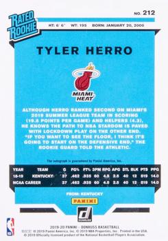 2019-20 Donruss - Rated Rookies Signatures Press Proof Black Laser #212 Tyler Herro Back