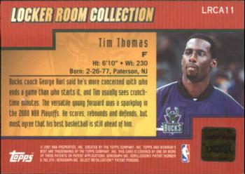 2000-01 Bowman's Best - Rookie Locker Room Collection Autographs #LRCA11 Tim Thomas Back