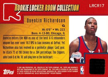 2000-01 Bowman's Best - Rookie Locker Room Collection Relics #LRCR17 Quentin Richardson Back