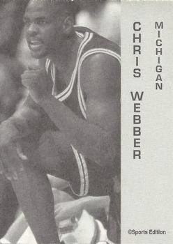 1993-94 Sports Edition I (unlicensed) #NNO Chris Webber Back