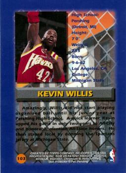 1994-95 Finest #103 Kevin Willis Back