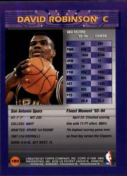 1994-95 Finest #180 David Robinson Back