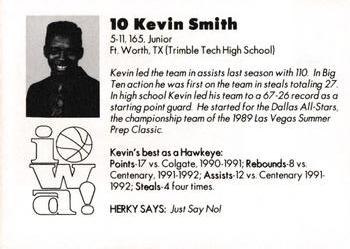 1992-93 Iowa Hawkeyes #NNO Kevin Smith Back