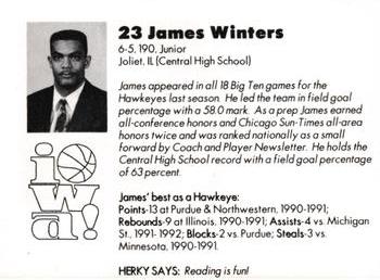 1992-93 Iowa Hawkeyes #NNO James Winters Back