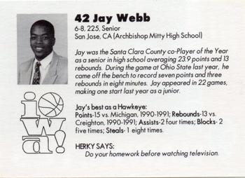 1992-93 Iowa Hawkeyes #NNO Jay Webb Back