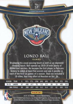 2019-20 Panini Select #57 Lonzo Ball Back