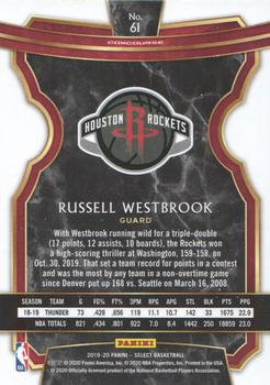 2019-20 Panini Select #61 Russell Westbrook Back