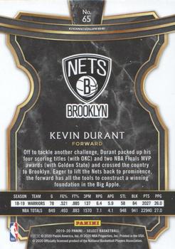 2019-20 Panini Select #65 Kevin Durant Back