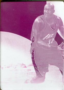 2014-15 Panini Immaculate Collection - 2013-14 Panini Immaculate Collection Team Logos - Printing Plate Magenta #73 Karl Malone Front