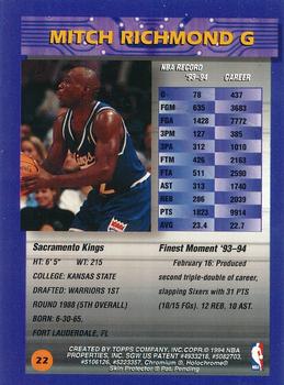 1994-95 Finest - Refractors #22 Mitch Richmond Back