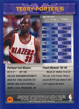 1994-95 Finest - Refractors #41 Terry Porter Back